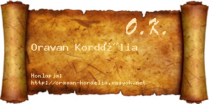 Oravan Kordélia névjegykártya